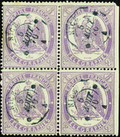 2868 N°8 2f Violet Bloc De 4 Non Dentelé à Droite Qualité:OBL Cote: -600 - Telegraaf-en Telefoonzegels