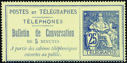 2873 N°7 25c Bleu Sur Chamois Qualité: Cote: 325  - Telegrafi E Telefoni