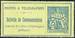 2878 N°16 25c Bleu Qualité: Cote: 100  - Télégraphes Et Téléphones