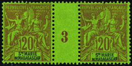 3908 N°7 20c Brique Sur Vert Millésime 3 Qualité:(*) Cote: 325  - Altri & Non Classificati