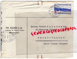 SUISSE - ZURICH- MAENNEDORF-ENVELOPPE TH. KUHN S.A.-MANUFACTURE ORGUES-PIERRE POINTU ST SAINT JUNIEN-GENEVE 1939 - Switzerland