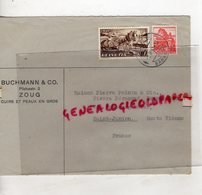 SUISSE - ZOUG- ENVELOPPE BUCHMANN & CO-CUIRS ET PEAUX-ZUG 1941-PIERRE PERUCAUD MEGISSERIE SAINT JUNIEN - Svizzera