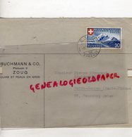 SUISSE - ZOUG- ENVELOPPE BUCHMANN & CO-CUIRS ET PEAUX-ZUG 1940-PIERRE PERUCAUD MEGISSERIE SAINT JUNIEN - Suiza