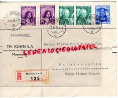 SUISSE - ZURICH- MAENNEDORF TH. KUHN- MANUFACTURE ORGUES- ENVELOPPE POINTU MEGISSERIE PEAUX- ST SAINT JUNIEN-1938 - Switzerland