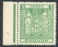 NEW ZEALAND 1952 Arms £3 Green Wmk Inverted Marginal M (gum Toned), SG.F208w. (1) Cat. £250 - Andere & Zonder Classificatie