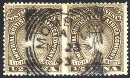 1890-95 ½a Dull Brown Imperf Between Horizontal Pair, Fine Mombasa Squared Circle For NOV.23.93, SG.46b. (2) Cat. £650. - Autres & Non Classés