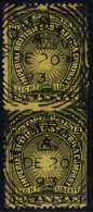 1890-95 2½a Black & Yellow-buff Imperf Between Vertical Pair, Each Cancelled Buy A Mombasa Squared Circle, Perfs Cut Off - Autres & Non Classés