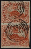 1852-57 3d Red On Thin Wove Paper, Vertical Pair With Complete To Large Margins, Corner Crease & Nick At Left On Lower S - Autres & Non Classés