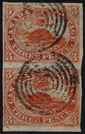 1852-57 3d Red On Thin Wove Paper, Vertical Pair With Complete To Large Margins, Corner Crease & Nick At Left On Lower S - Altri & Non Classificati