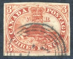 1852-57 3d Deep Red, Good Margins, Used Four Ring Numeral In Black, SG.6. - Autres & Non Classés