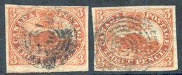 1852-57 Thin Brittle Wove Paper, 3d Brown-red, Two Shades With Target Cancellations One With Tiny Thin, One Fine. SG.8.  - Altri & Non Classificati