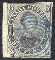 1852-57 Wove Paper 6d Slate-violet, Large Margins At Left, Others Close Or Just Cut Into, Used Blue Target, Has Corner C - Autres & Non Classés