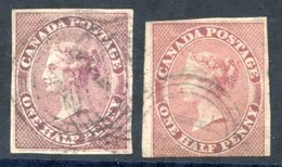 1857 Stout Hard Wove Paper ½d Rose, Two U Shades, One Shaved At Foot, One Fine. SG.17. (2) Cat. £1200 - Autres & Non Classés
