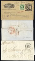 1862-64 Pair Of Stampless E's To USA With STEAMSHIP/10 H/stamp, 1856 Entire To France With NY FAC, WWII Censored Mail In - Altri & Non Classificati