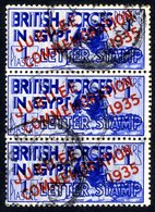 1935 British Forces Seals Silver Jubilee 1p Ultramarine U, A Vertical Strip Of Three With Indistinct Moascar Pmks Incl.  - Altri & Non Classificati