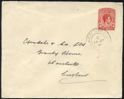 1938 KGVI One Penny Postal Stationery Envelope Addressed To Manchester, England, Cancelled With P.S Double Ring C.d.s. ( - Altri & Non Classificati