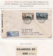 1942 July 29th Registered Cover To Berkley, CA, USA, Franked 6d Slate Black & Deep Brown & 9d Tied P.S C.d.s's, Left Sid - Other & Unclassified