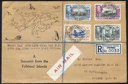 1944 Aug 18th 'Souvenir From The Falkland Islands' Printed Envelope With Estate Louis Williams H/stamp On Flap, Sent Air - Autres & Non Classés