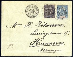 GUINEE 1896 Postal Stationery Env 15c Blue Upgraded With 10c Black/lilac (Yv5), Tied By Conakry Guinee Francaise Double  - Other & Unclassified