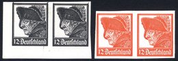 1926 Eckerlin Essays (2 Pairs) Showing 12pf Frederick The Great Imperf In Red & Black. (4) - Autres & Non Classés