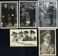 1930's Propaganda Cards Featuring Hitler & Hitler With Hindenburg, Mussolini, Walther Darree & Hitler With Past Leaders  - Other & Unclassified