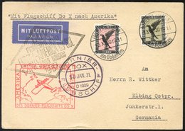 1931 Dornier Do-X Flight Card Franked 1m & 3m Airs, Cancelled On Board And Bears Rio Arrival Mark With Red Cachet. - Autres & Non Classés