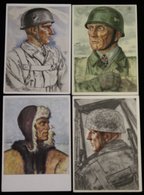 1940's Coloured Propaganda Cards (4) Incl. Willrich (3) Paratrooper Knights Cross Winners Leut Fulda & Oberst Braner & L - Altri & Non Classificati