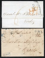 1841 Two Folded Letters, The One To Oporto With A Curved 'GIBRALTAR' In Black, Surcharged 20 Escudos In Lisbon, The Seco - Altri & Non Classificati