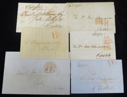 1847-52 6 Letters To Cadiz, Three With 'DE GIBR/S. ROQUE/ANDA. BAXA' And 1r H/stamps, Three With Just 1r H/stamp. - Altri & Non Classificati