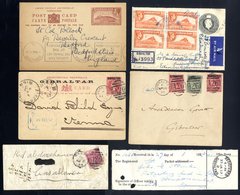1887-1947 Covers Or Cards (6) Incl. 1887 St. Vincent 1d Postcard Overprinted GIBRALTAR To Vienna, 1893 GIBRALTAR Overpri - Altri & Non Classificati
