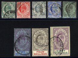 1906-11 MCCA Set (excl. 6d) VFU, Top Value 8s - VFU On Piece, SG.66/9, 71/74. (8) Cat. £500+ - Altri & Non Classificati