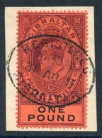 1908 MCCA £1 Deep Purple & Black/red, Tied To Piece By A Superb Oval Registered D/stamp For 31.AUG.11, SG.64, Cat. £700 - Autres & Non Classés