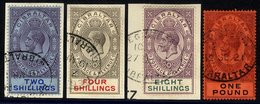 1912-24 MCCA 2s, 4s, 8s & £1 Each VFU With Oval Registered D/stamp, 2s, 4s & 8s Are Each Tied To A Separate Piece. Fine  - Altri & Non Classificati