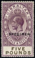 1925-32 MSCA £5 Violet & Black, Optd SPECIMEN, Superb Colour Fresh O.g. (gum Slightly Brownish As Often Found), SG.108s, - Autres & Non Classés