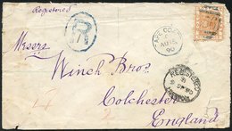 1890 (15 Aug) Winch Bros' Envelope (small Faults) Reg To Colchester, Bearing 1876-84 6d Orange, Cancelled '556' In Blue  - Altri & Non Classificati