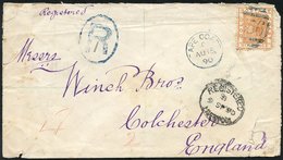 1890 (15 Aug) Winch Bros' Envelope (small Faults) Reg To Colchester, Bearing 1876-84 6d Orange, Cancelled '556' In Blue  - Other & Unclassified