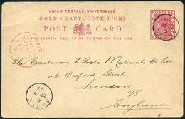 1895 (16 Sept) 1d Stationery Card To London, Cancelled By Fine 'AKUSE' C.d.s, Showing Another Strike In Opposite Corner  - Other & Unclassified