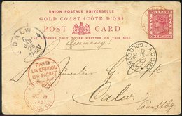 1895 (8 Dec) 1d Stationery Card To Germany, Neatly Cancelled By 'ABOKOBI/GOLD COAST' C.d.s. In Red With Another Strike I - Altri & Non Classificati