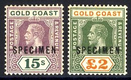 1921-24 MSCA Die II 15s Dull Purple & Green And £2 Green & Orange, Optd SPECIMEN, Small Imperfections. (2) - Altri & Non Classificati