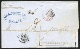 1864 12th Cover To Bordeaux, France, Bears Two Different GB Accountancy Marks Incl. Scarce GB/1f80c, Later Rated At 1f62 - Altri & Non Classificati