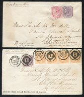 1869 British India Steam Navigation Co. Envelope From Madras To Cheltenham, Franked 8p + 2a Brown Orange Strip Of Four,  - Altri & Non Classificati