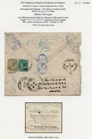 India-Russia (Uzbekistan) 1897-98 Registered Covers (3) All From Peshawar To Bukhara, Franked 4½ Anna Rates, Each Disinf - Altri & Non Classificati