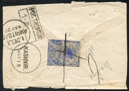 JAMMU & KASHMIR 1876 Underpaid Cover Kashmir To Amritsar, Franked ½a Bright Blue Watercolour On Native Paper (SG.66), Ti - Other & Unclassified