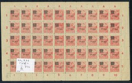 SUMATRA 1947 Large Ornament Surcharge 50c On 40c Red, SG.S59 & 50s On 3s Rose-red, SG.S66, Both In Complete Unused Sheet - Altri & Non Classificati