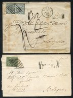 PAPAL 1857-67 Two Covers Imola, Rome To Bologna, Franked 2b Four Margins, Another Franked 2b Vertical Four Margined Pair - Other & Unclassified
