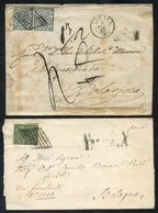 PAPAL 1857-67 Two Covers Imola, Rome To Bologna, Franked 2b Four Margins, Another Franked 2b Vertical Four Margined Pair - Altri & Non Classificati