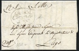 1831 Entire To Lugo, Headed Inside In M/s Servijio Milatare Oval H/stamp, On Front 'Guardia/Civicadi/Lugo.' The Entire S - Other & Unclassified