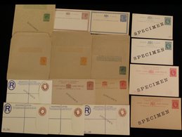 QV-QEII Fine Range Of Unused Postal Stationery Incl. Reg Envelopes (4) & Optd SPECIMEN (9). Scarce Group. (16) - Autres & Non Classés