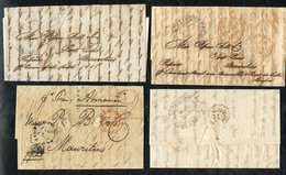1852-57 Four Stampless Entires All From Liverpool, Three Have Packet Letter Mauritius D/stamps, - Autres & Non Classés