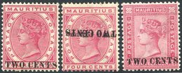 1891 2c On 4c Carmine, SG.118, Also Surcharge Inverted, SG.118a, Plus 2c On 17c Rose, SG.119, Fine M. (3) Cat. £227 - Other & Unclassified